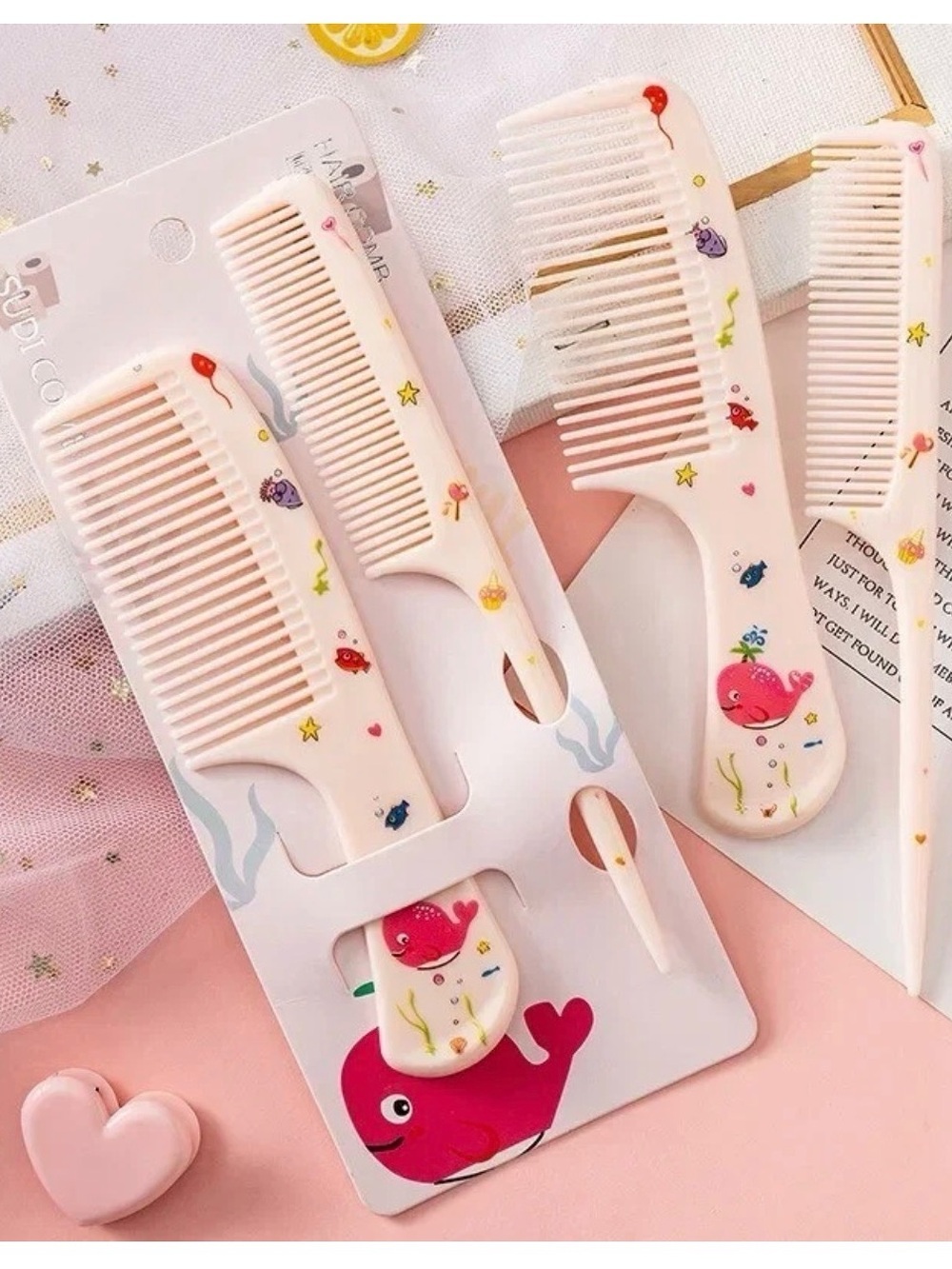 Children's Pink Whale Comb Set - Gentle Detangling for Little Ones